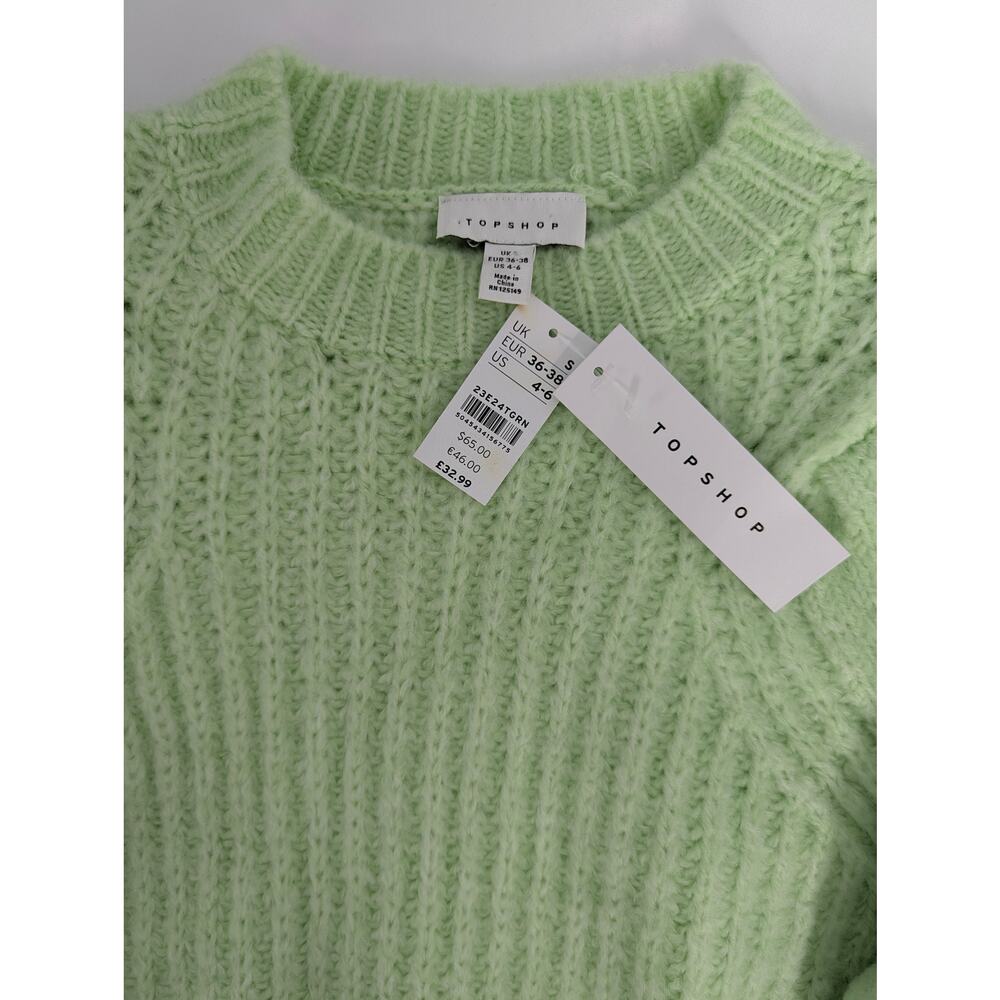 Topshop Pale Green Chunky Knit Sweater Size 4-6 - Picture 2 of 9